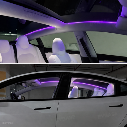 Model Y Juniper/ 3 Highland Roof Ambient Lighting 2.0 Sunroof Streamer Lights with Factory Screen Control
