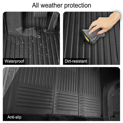 Cybertruck Floor Mats 3D Anti-Slip Waterproof All-Weather Interior Liners Front Rear Set 3PCS For Tesla