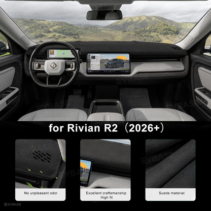 Dashboard Cover for Rivian R2 Anti-Glare Suede Dash Mat Non-Slip Sun Protection