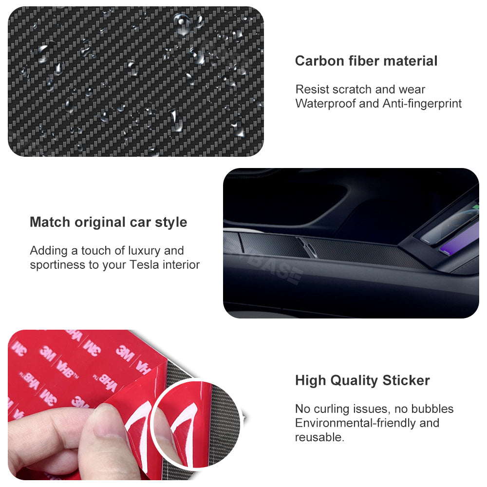 Model 3 Highland Real Carbon Fiber Center Console Sticker Protector Te ...