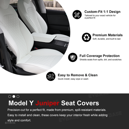 Model Y Juniper Seat Covers Waterproof Breathable NAPPA Leather Seat Protector with Diamond Quilted Design