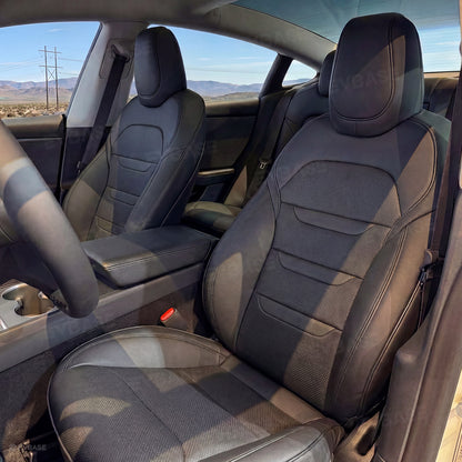 Model 3 Standard Seat Covers Waterproof Nappa Leather Seat Protector 3-lined Insignia Design