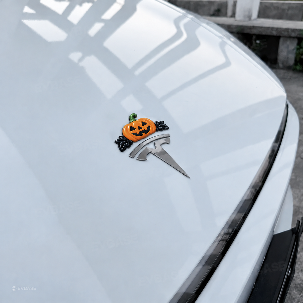 Model Y/3/YL Halloween Tesla Emblem Decals Holiday Decor Waterproof Stickers Bat & Pumpkin Style