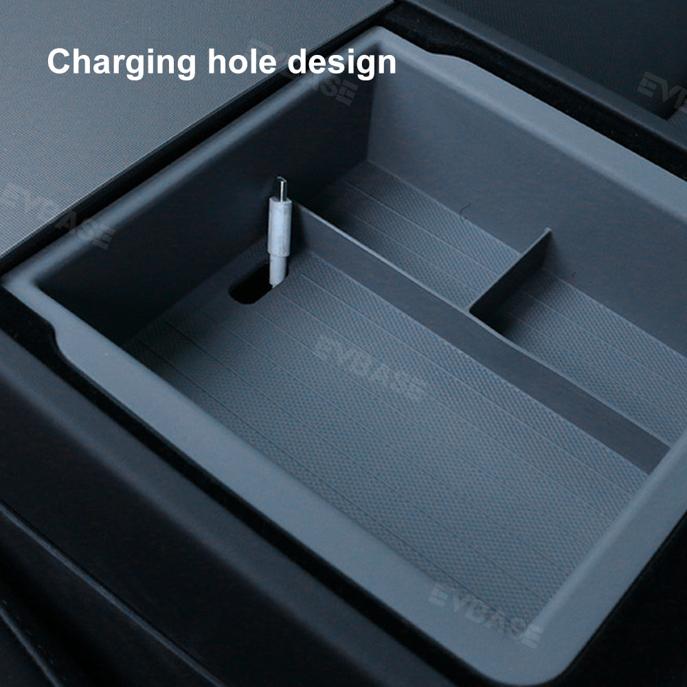 Model 3 Highland Armrest Storage Tray Double Layer  Silicone Liner Center Console Organizer Box for Tesla