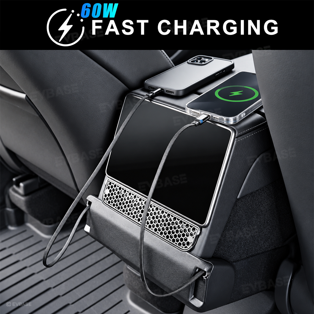Model Y L Rear Air Vent Expansion Dock with Retractable Charging Cables & Aromatherapy & Air Vent Cover