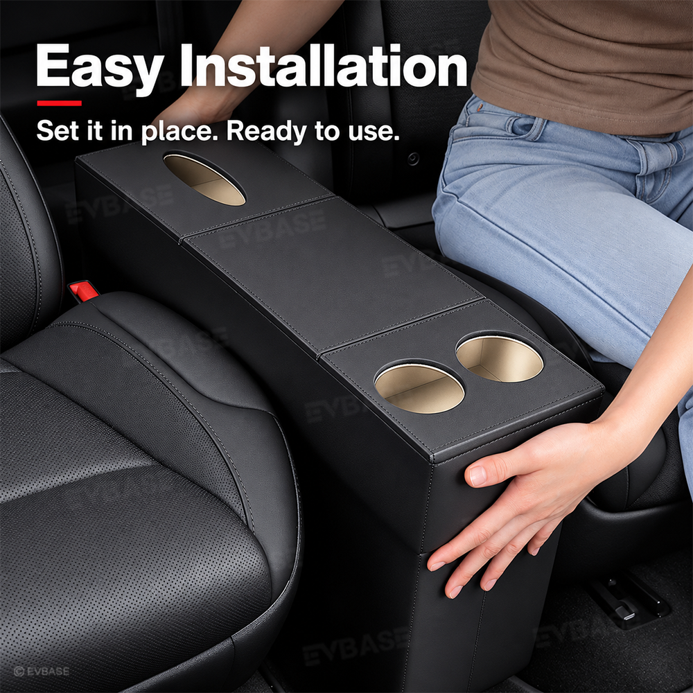 Model Y L Second-Row Center Aisle Storage Organizer Double-Layer Storage Box with Cup Holders