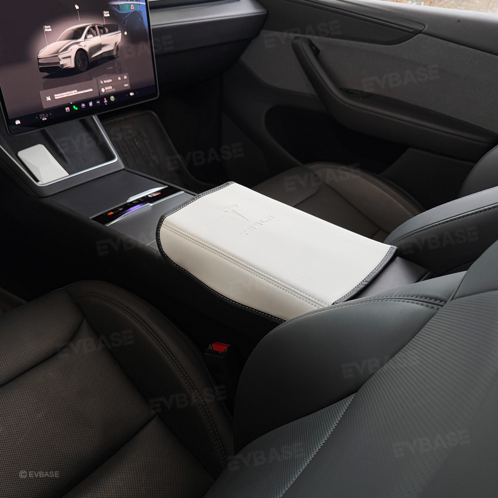 Model Y Juniper/ 3 Highland Armrest Cover PU Leather Center Console Armrest Box Cover with OEM-Style Embossed Logo for Tesla