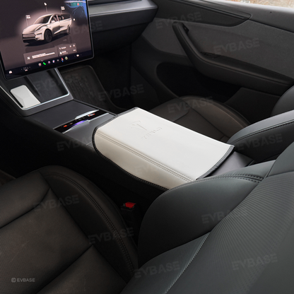 Model Y Juniper/ 3 Highland Armrest Cover PU Leather Center Console Armrest Box Cover with OEM-Style Embossed Logo for Tesla
