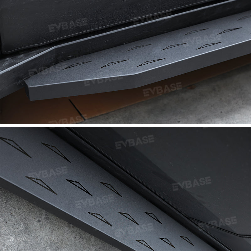 Upgrade Tesla Cybertruck Running Boards Side Steps Nerf Bars Exterior Brackets EVBASE With Triangle Logo