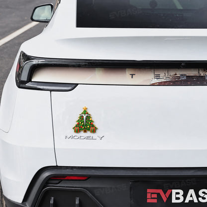 Model Y/3/YL Christmas Emblem Decals Santa & Christmas Tree Sticker 3D Waterproof Holiday Decor