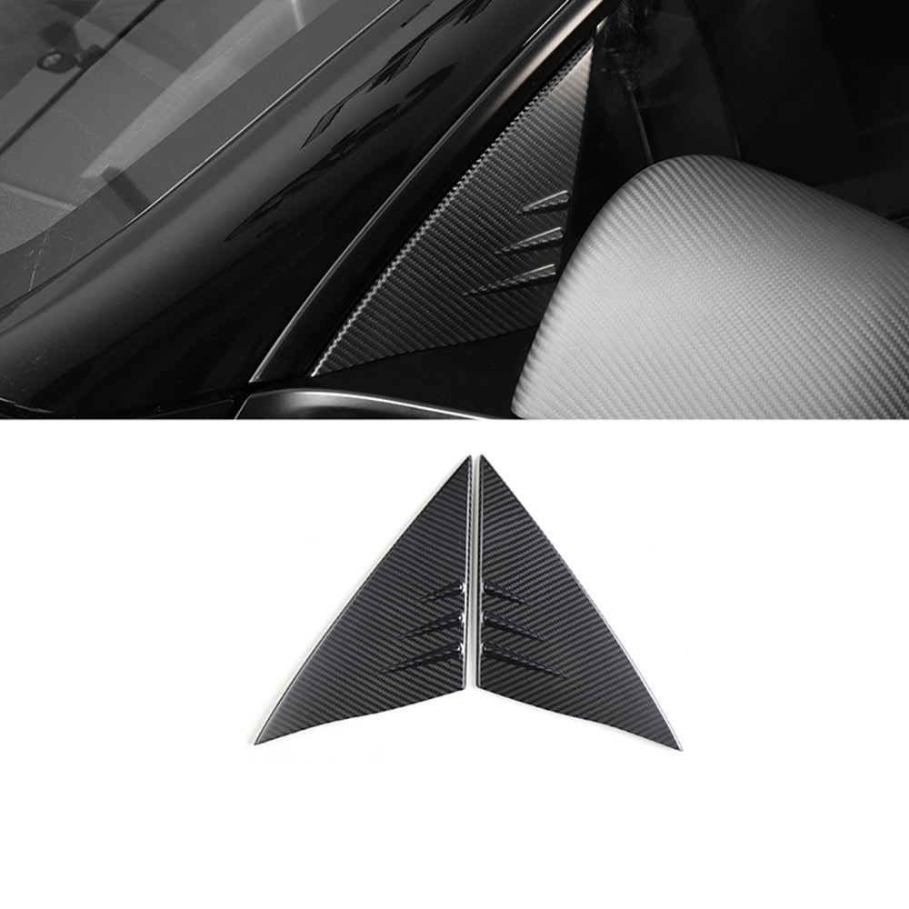 EVBASE Tesla Model 3 Y Spoiler de fibra de carbono A-Pillar Guía de ventana Accesorios de decoración exterior modificados