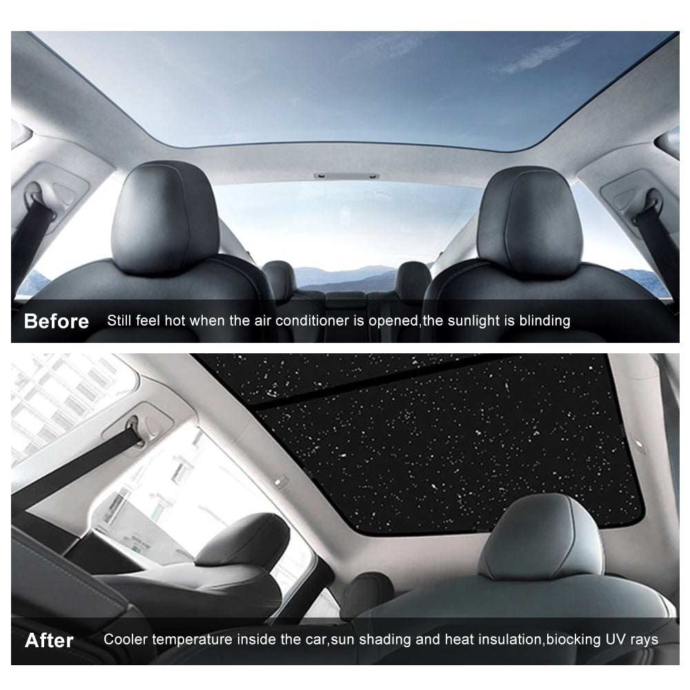 EVBASE Tesla Model Y Starry Sky Sunroof Sunshade with Silver Coated Cloth