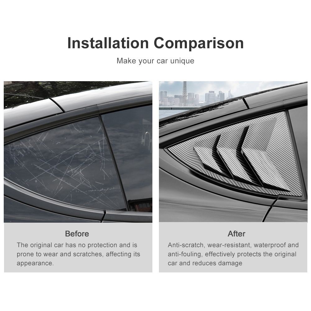 Tesla Model 3 Y Rear Side Window Louvers Air Vent Scoop Louvers Covers Carbon Fiber 2pcs