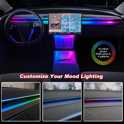 Model 3/Y Ambient Lighting Center Console Dashboard Light Strip with AI Voice Control LED Interior Lights 2.0
