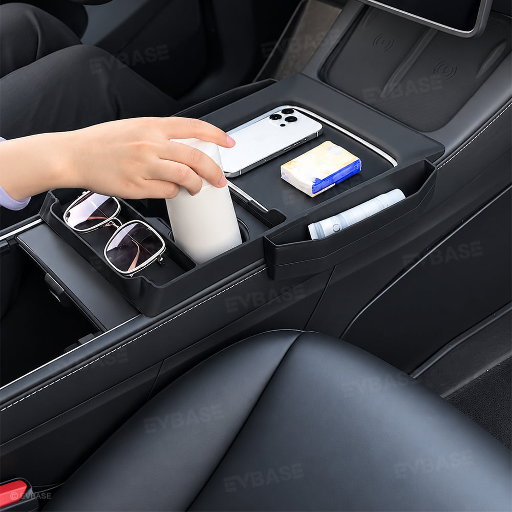 Model Y/ 3 Center Console Upper Organizer Silicone Storage Tray with Side Pockets