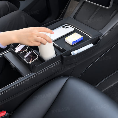 Model Y/ 3 Center Console Upper Organizer Silicone Storage Tray with Side Pockets