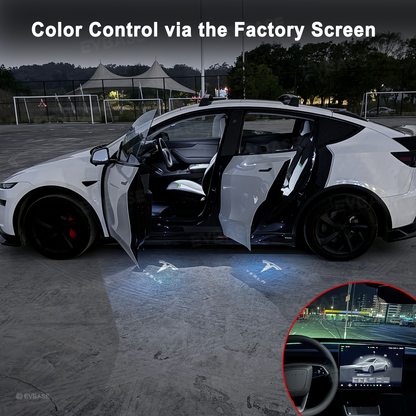 Model Y Juniper/ 3 Highland Puddle Lights Multi-Color T Logo Door Projection Lights with Factory Screen Control