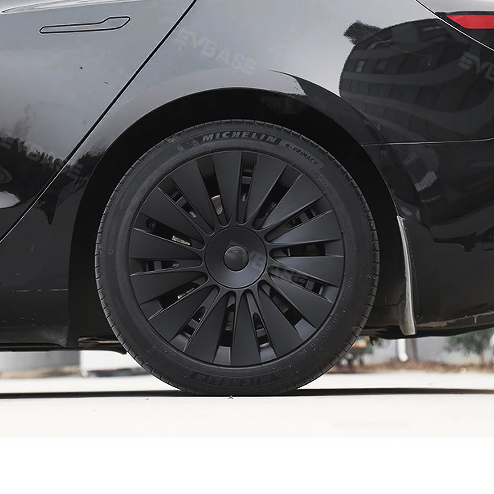21 Inch Wheel Rim Protectors For Tesla Model Y 2021-2023 - Matte Black ABS Hubcaps (4-Piece Set)