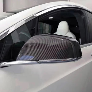 EVBASE Tesla Model X S Real Carbon Fiber Side Mirror Cover Anti-Scratch Model X S Exterior Accessories