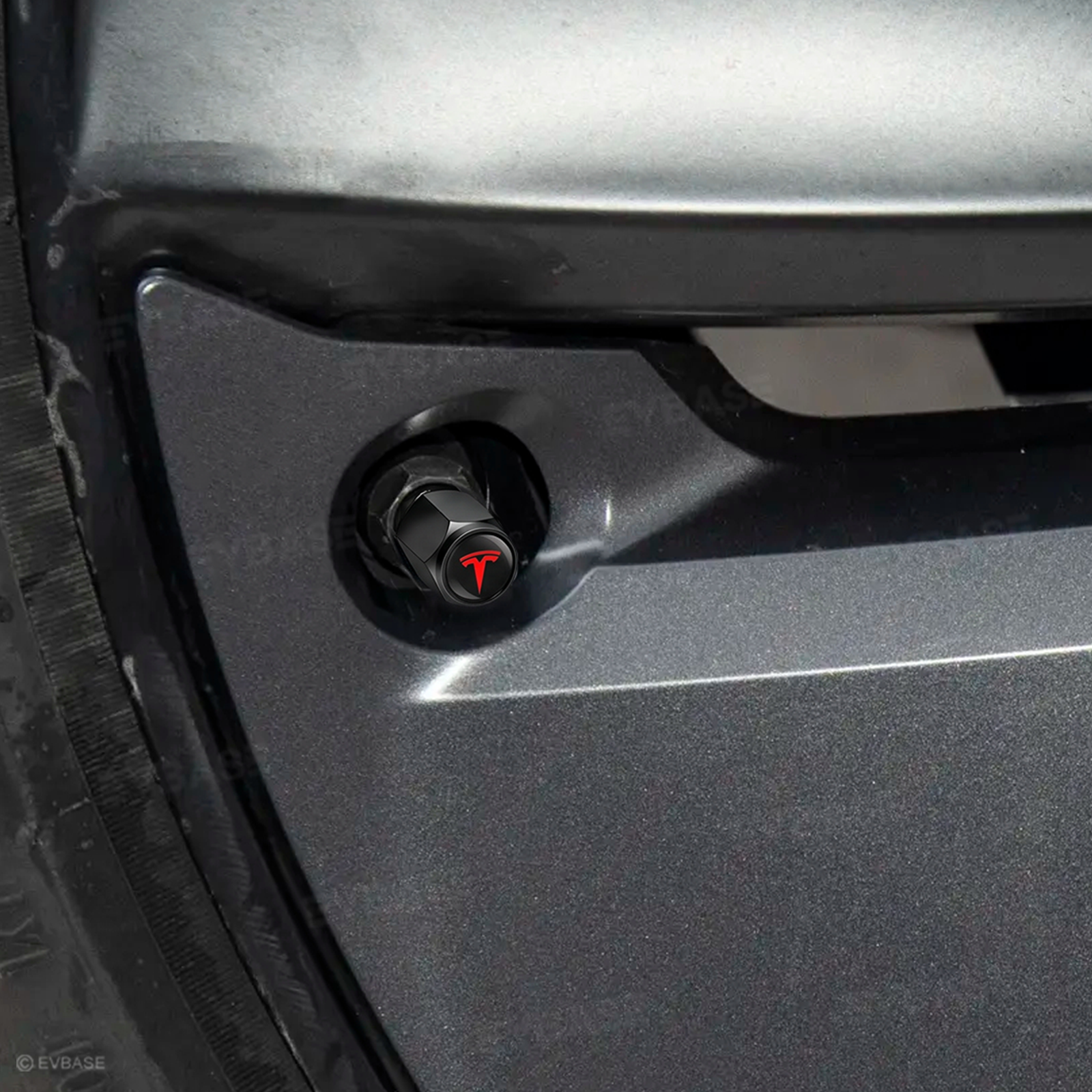 Model Y Juniper Tire Valve Stem Caps Red/Black Leakproof Aluminum Alloy Tire Air Caps Rustproof Metal Valve Covers with Rubber Seal for Model Y/3/S/X/Cybertruck