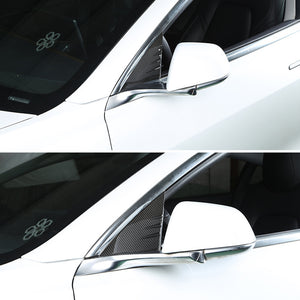 EVBASE Tesla Model 3 Y Spoiler de fibra de carbono A-Pillar Guía de ventana Accesorios de decoración exterior modificados