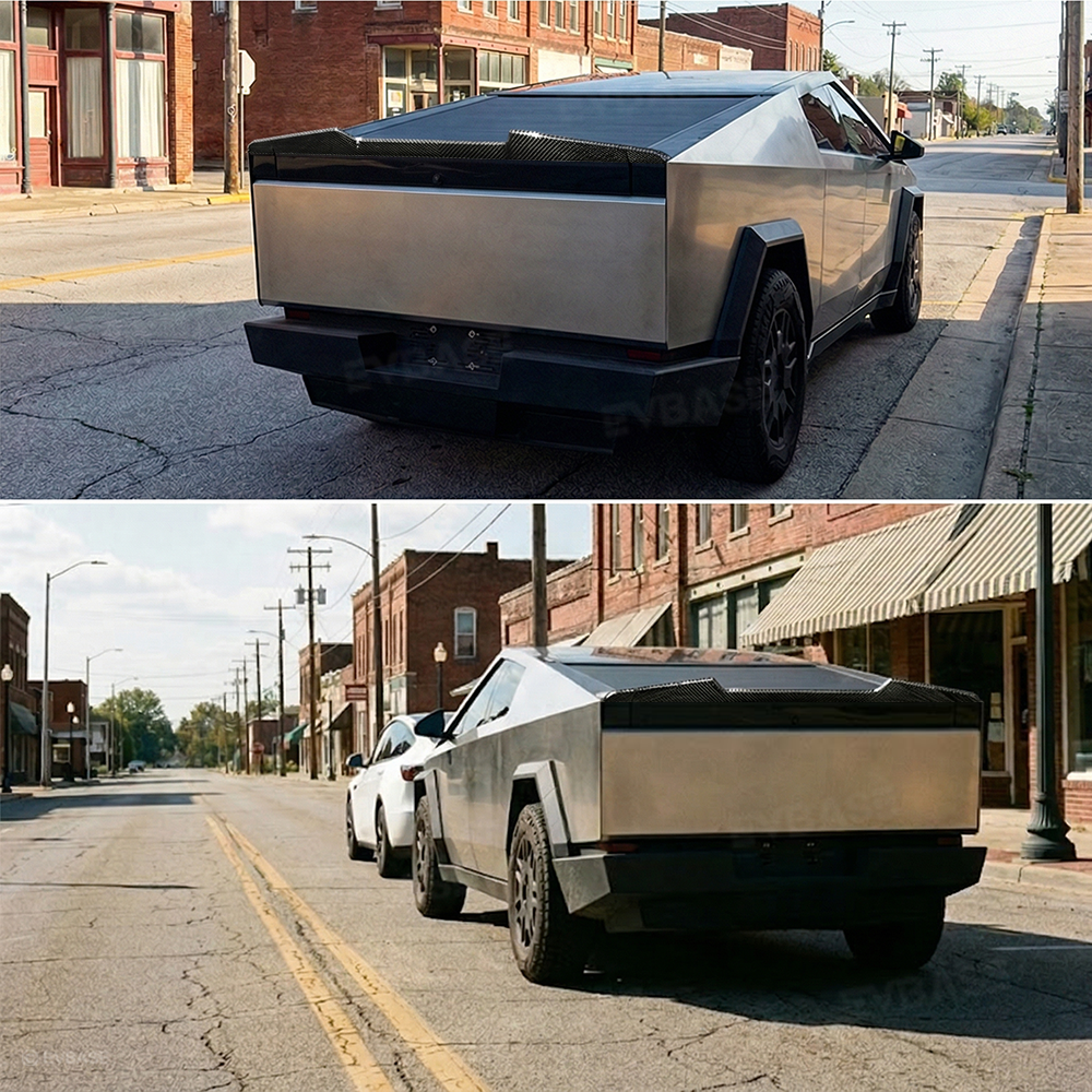 Cybertruck Rear Spoiler Real Dry Molded Carbon Fiber Tailgate Lip Spoiler Aerodynamic Upgrade