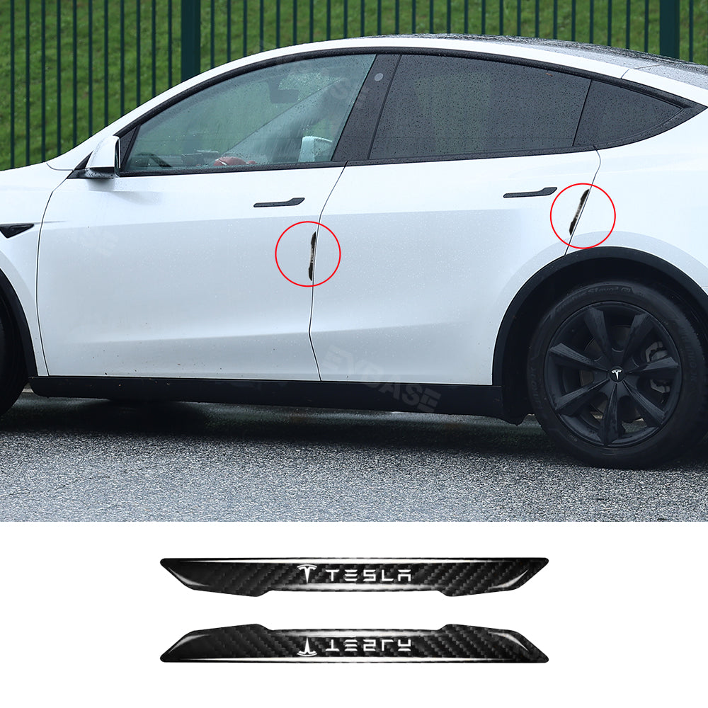 Model 3 Y Side Door Edge Guards Wet Real Carbon Fiber Scratch Protector Strips for Tesla