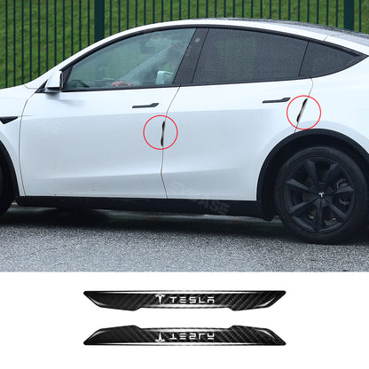 Model 3 Y Side Door Edge Guards Wet Real Carbon Fiber Scratch Protector Strips for Tesla