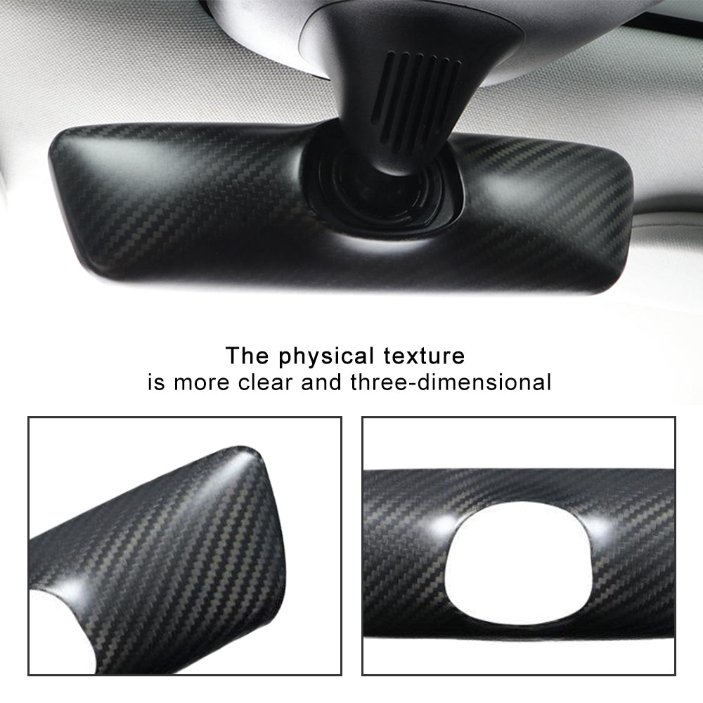 Interior Rearview Mirror Cover Model 3 Y Real Carbon Fiber Rearview Mirror Backside Overlay for Tesla