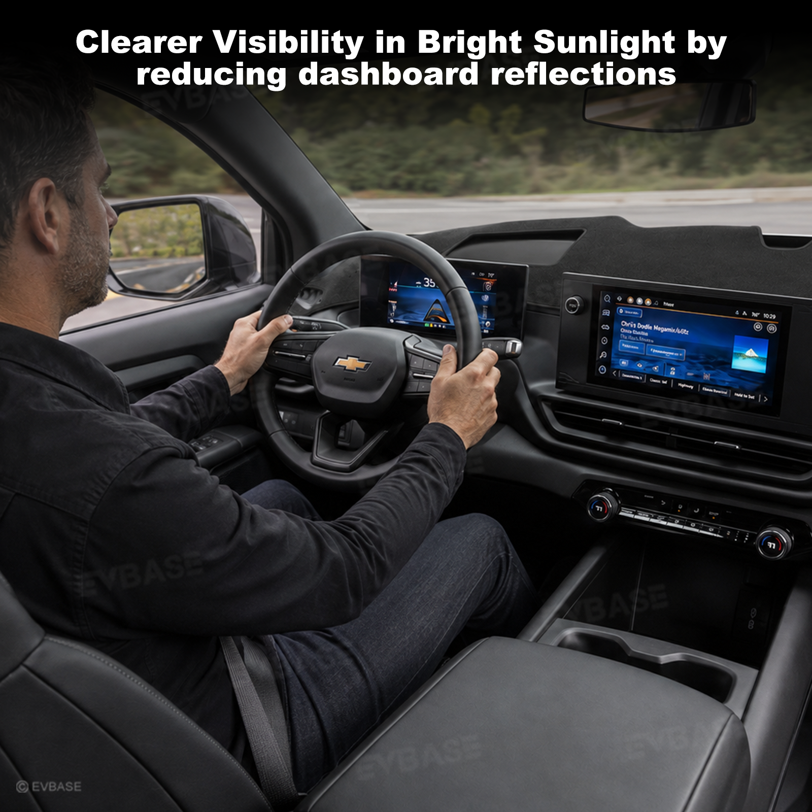 Dash Cover for Silverado EV Suede Dashboard Mat Non-Slip Carpet Sunshield Glare UV Rays Protector