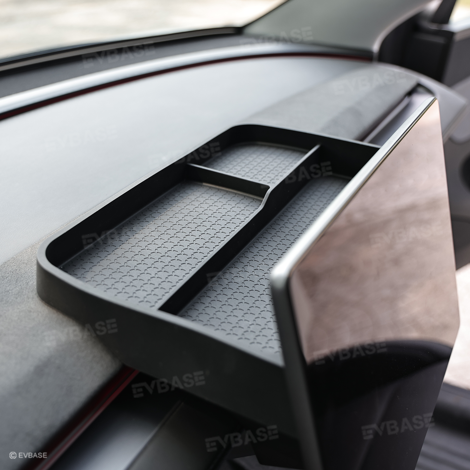 Model Y Juniper/ 3 Highland Dashboard Organizer Dual-Layer Behind-Screen Storage Tray with Non-Slip Design