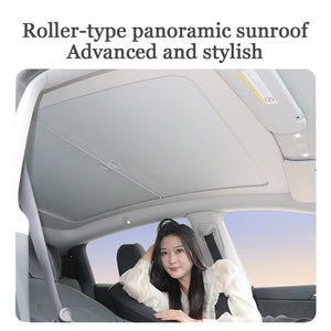 Tesla Model 3 Y Retractable Sunshade Glass Roof Sunshade with Roll Fabric style