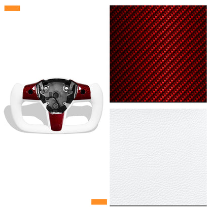 New Model 3 Y Red Carbon Fiber Yoke Steering Wheel for Tesla