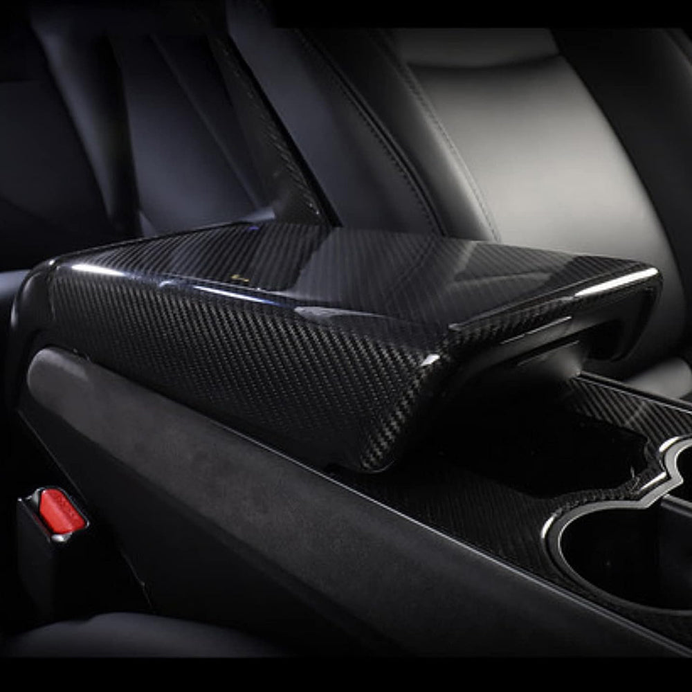 Model Y 3 Carbon Fiber Interior Accessories Central Control Armrest Box Cover for Tesla