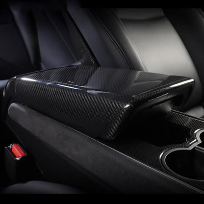 Model Y 3 Carbon Fiber Interior Accessories Central Control Armrest Box Cover for Tesla