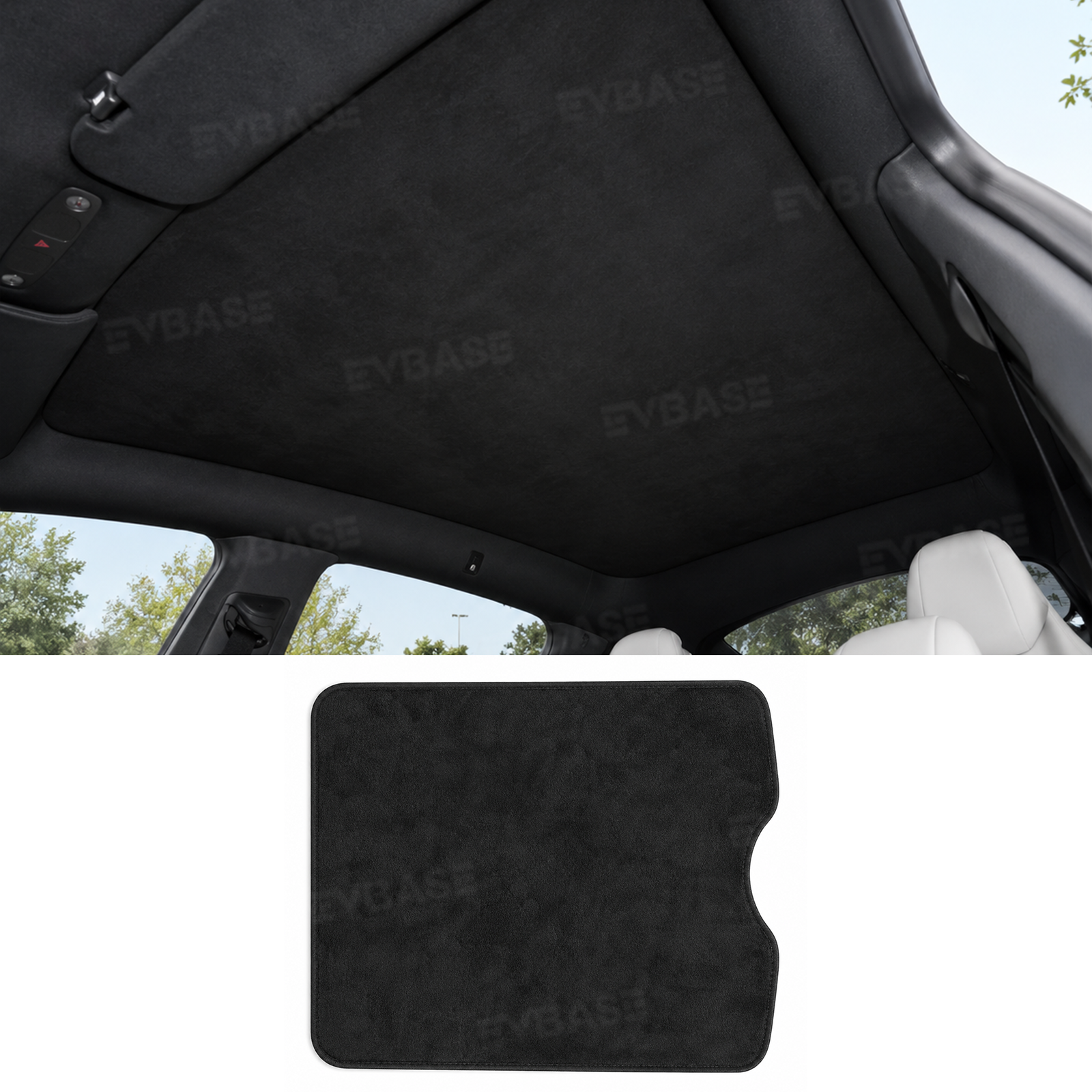 Model Y L Glass Roof Sunshade Silicone Electrostatic Sunroof Shade Heat Insulation UV Protection Faux Suede Sun Visor