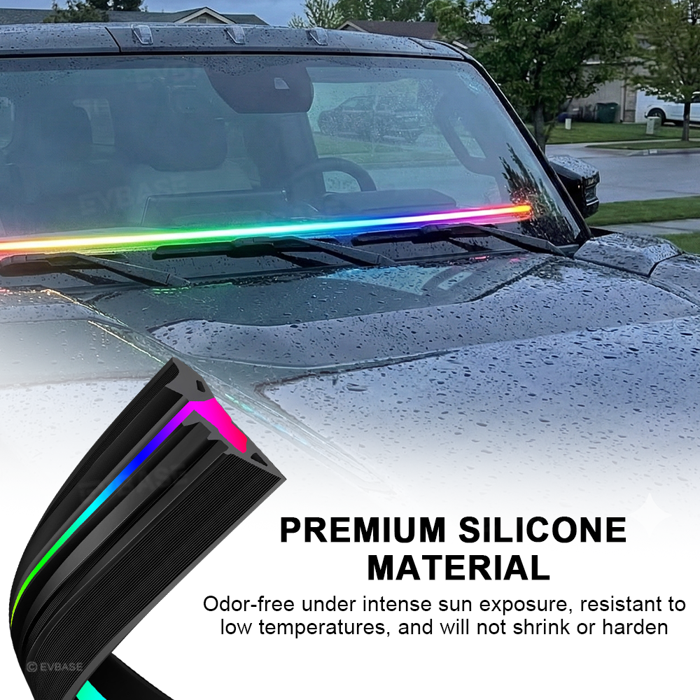 Hummer EV Dashboard Ambient Lighting Windshield RGB Streamer Light Strip with Dual-Side Illumination & LED Sync to Music & Noise-Reducing Seal Design