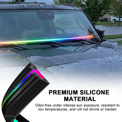 Hummer EV Dashboard Ambient Lighting Windshield RGB Streamer Light Strip with Dual-Side Illumination & LED Sync to Music & Noise-Reducing Seal Design
