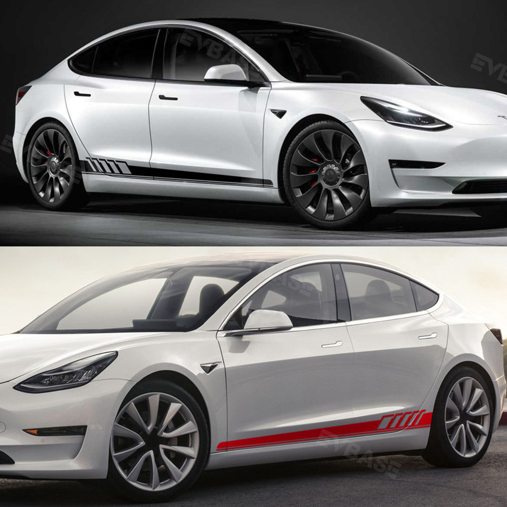 EVBASE Side Skirt Decals DIY Stickers Body Side Racing Stripe Stickers EVBASE Premium EV Tesla Accessories