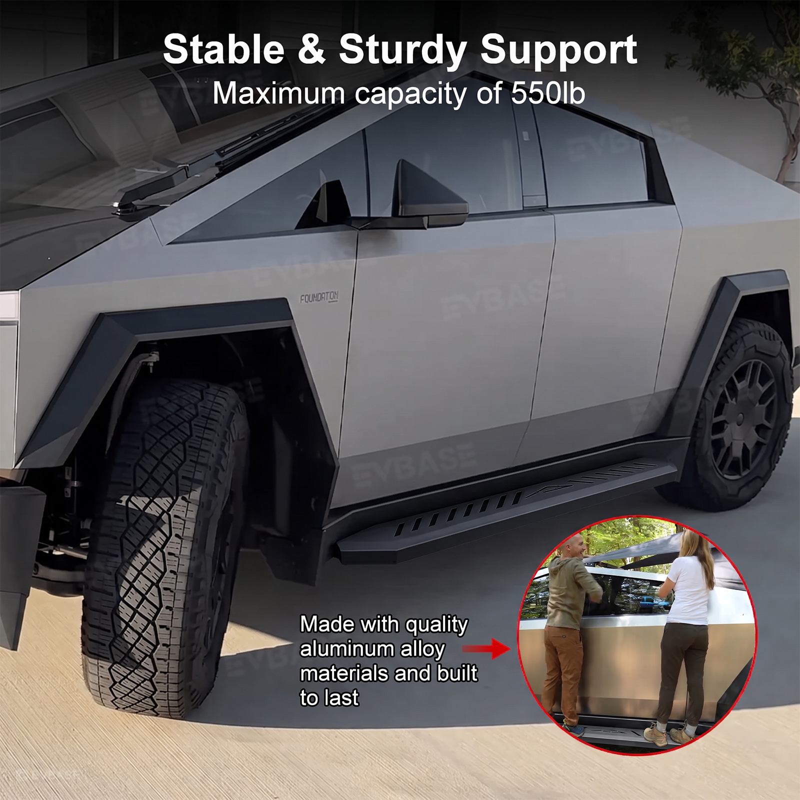 Cybertruck Running Boards Heavy-Duty Anti-Slip Side Steps Nerf Bars Exterior Brackets for Tesla