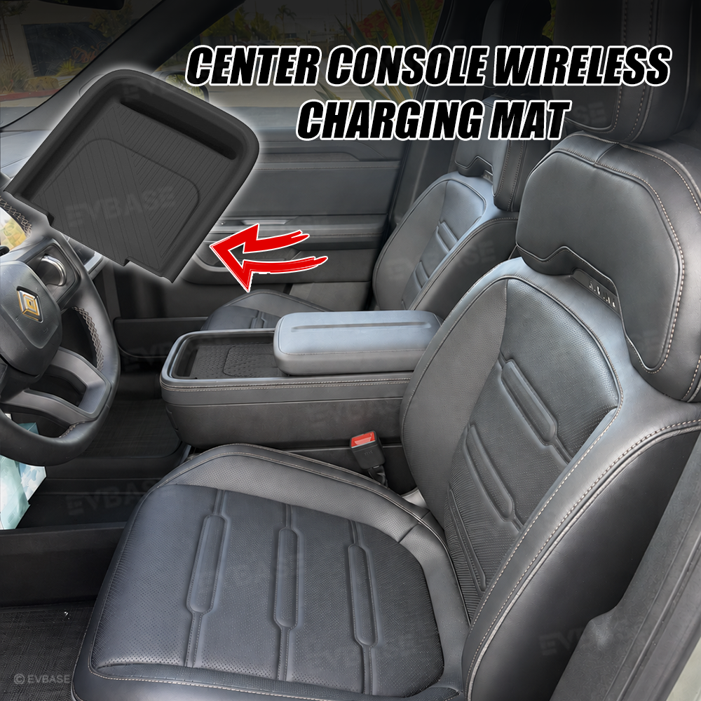 Center Console Wireless Charging Pad Liner for Rivian R2 Silicone Non-Slip Waterproof Protective Mat Phone Charging Area Liner