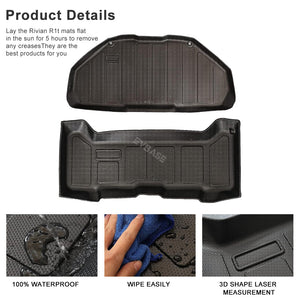 Rivian R1T/R1S Front Mat Upper Lower Layer All-Weather TPE Front Storage Mat Cargo Liner for R1T/R1S