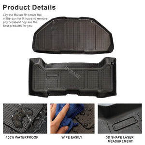 Rivian R1T Front Mat Upper Lower Layer All-Weather TPE Front Storage Mat Cargo Liner for R1T