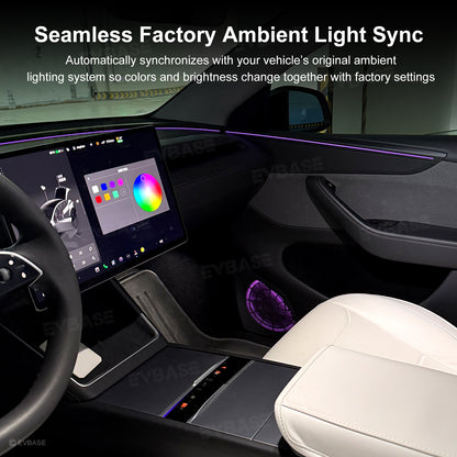 Model Y Juniper Interior Ambient Lighting Kit RGB LED Lights Strip with Factory Screen Control