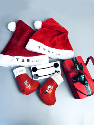 Red Christmas Hat Headrest for Tesla Model 3/Y/X/S Seats Festive Pair Included