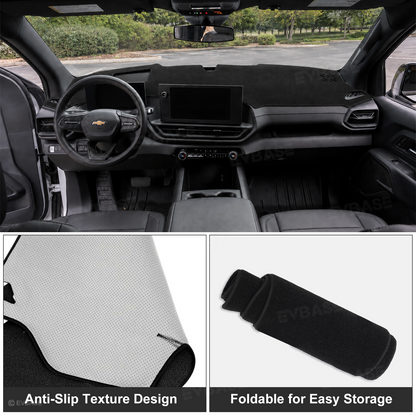 Dash Cover for Silverado EV Suede Dashboard Mat Non-Slip Carpet Sunshield Glare UV Rays Protector