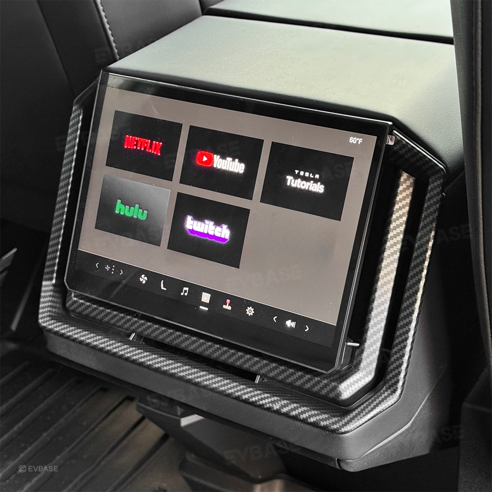 Cybertruck Rear Screen Frame & Air Vent Protective Cover ABS Carbon Fiber Style Overlay Trim