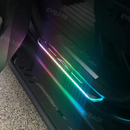 Cybertruck Illuminated Door Sill Protector LED Plates With Cybertruck Silhouette Triangle Body Logo For Tesla