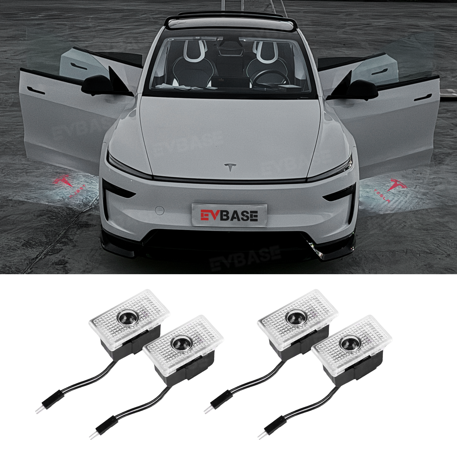 Model Y Juniper/ 3 Highland Puddle Lights Multi-Color T Logo Door Projection Lights with Factory Screen Control