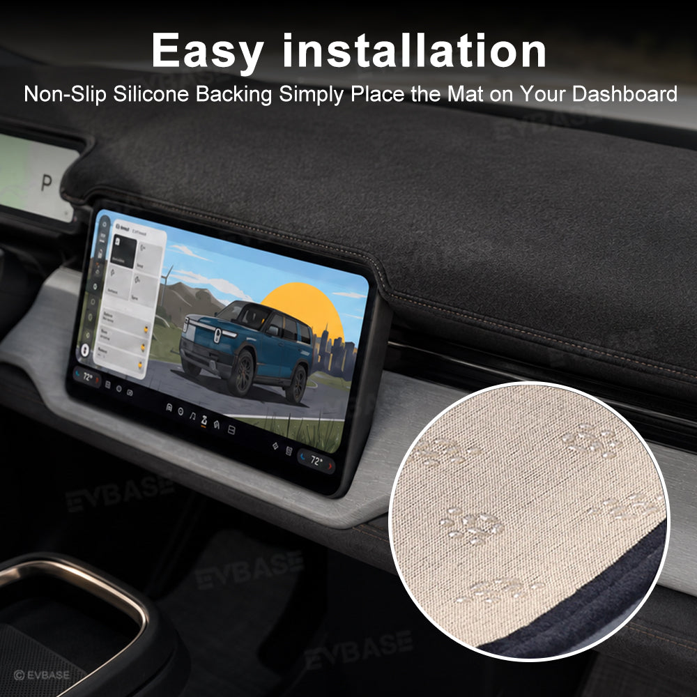 Dashboard Cover for Rivian R2 Anti-Glare Suede Dash Mat Non-Slip Sun Protection